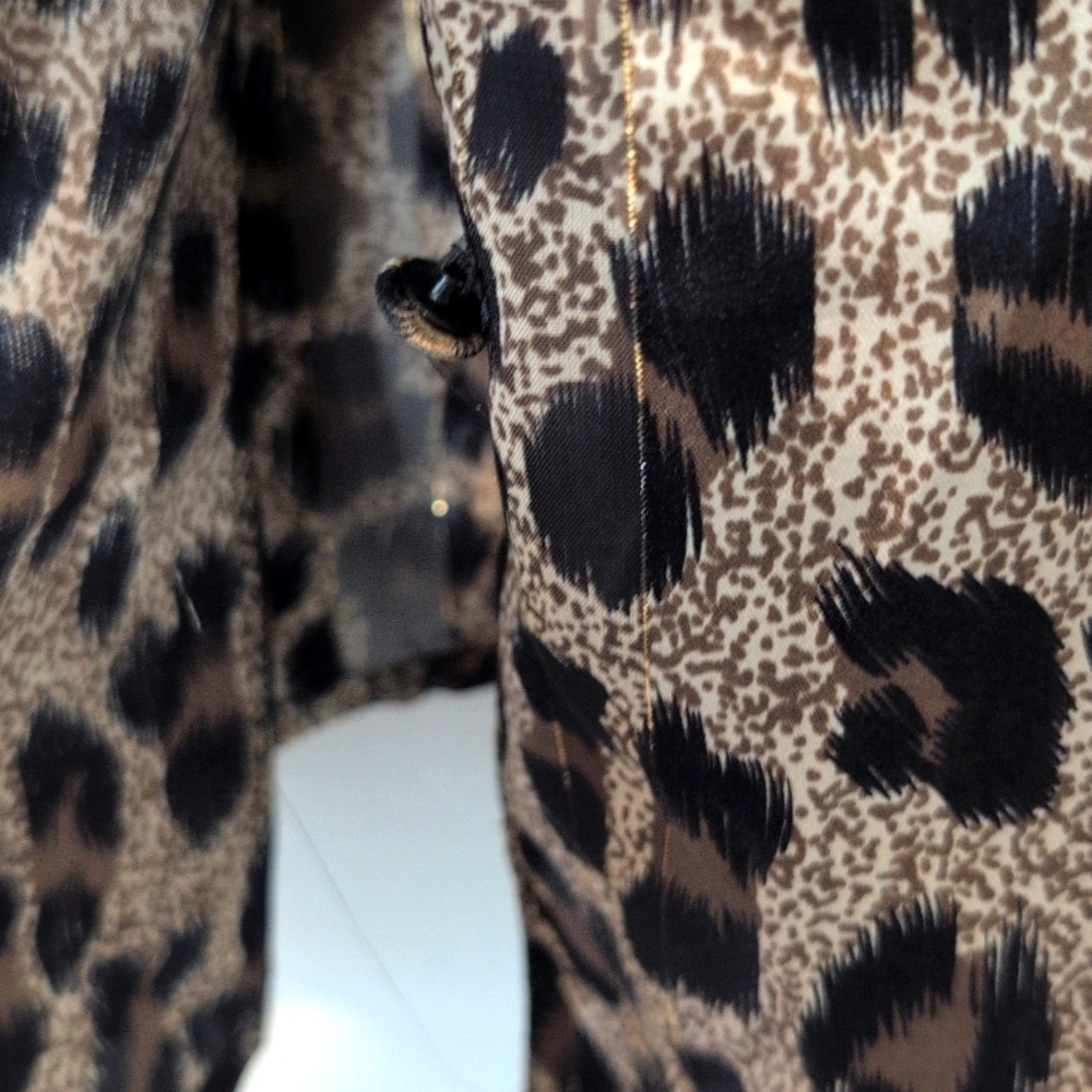 Vintage Martinique 90s Leopard Animal Print Semi-Sheer Long Sleeve Top Sz 12 - Picture 4 of 5
